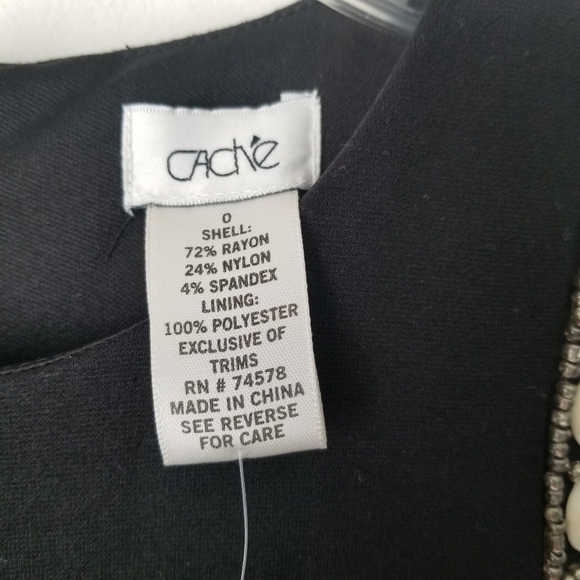 NWT Cache Sleeveless Little Black Sheath Dress with Beaded Embellishments Size 0 - Picture 6 of 12